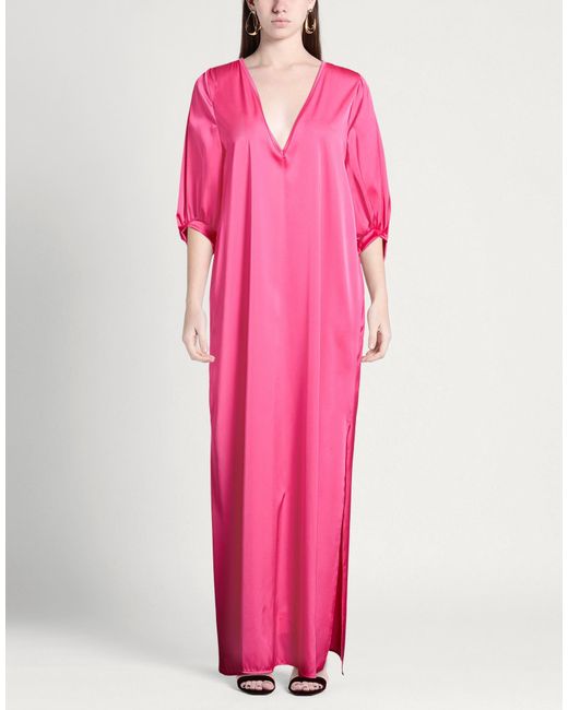 Soallure Pink Fuchsia Maxi Dress Polyester, Elastane