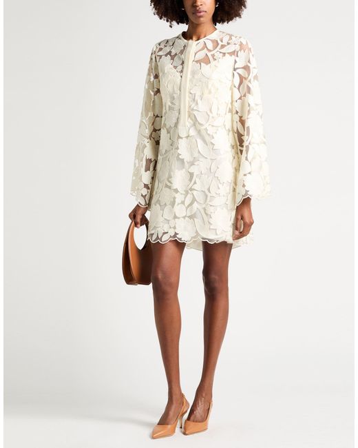 Elie Saab White Mini Dress Polyester, Silk