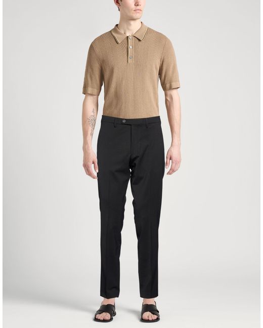 Michael Coal Black Pants Polyester, Virgin Wool, Elastane for men