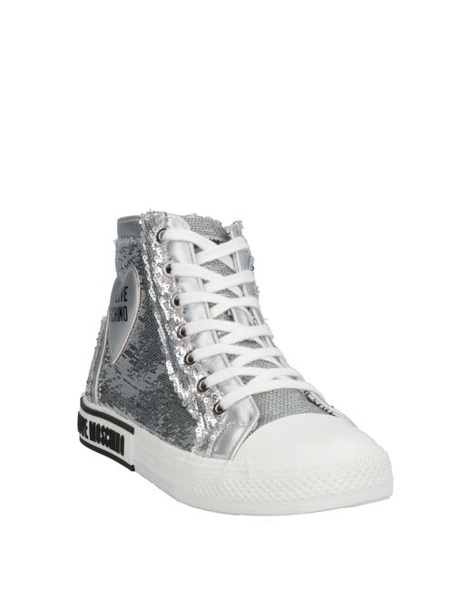 Love moschino silver best sale sneakers