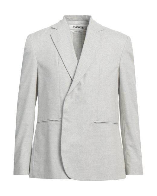 CHOICE Gray Blazer Cotton, Polyester, Viscose, Acrylic, Rubber for men