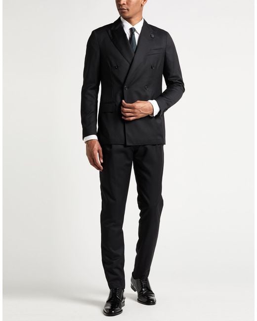 Lardini Black Suit Wool for men