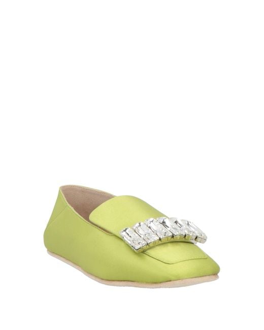 Sergio Rossi Yellow Lime Loafers Textile Fibers