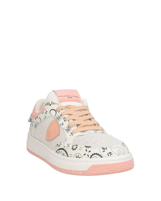 Philippe Model White Sneakers Leather, Textile Fibers