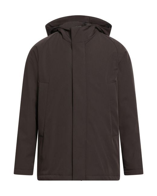 Tagliatore Brown Dark Coat Polyamide, Polyester, Elastane for men