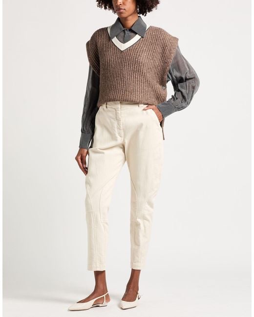 Brunello Cucinelli Natural Pants Cotton, Elastane