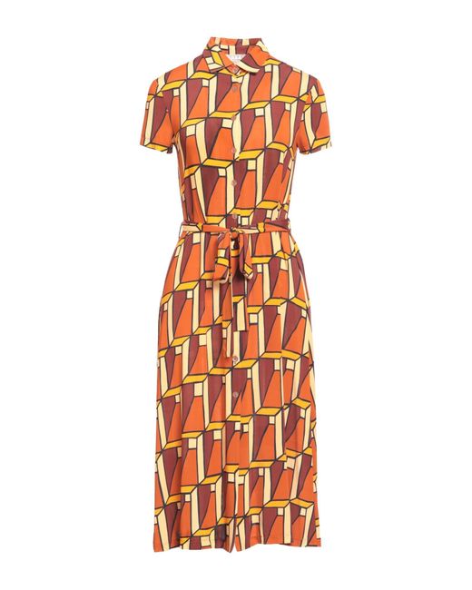 Siyu Orange Midi Dress