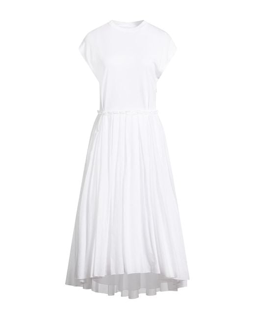 Peserico White Midi Dress Cotton, Polyamide