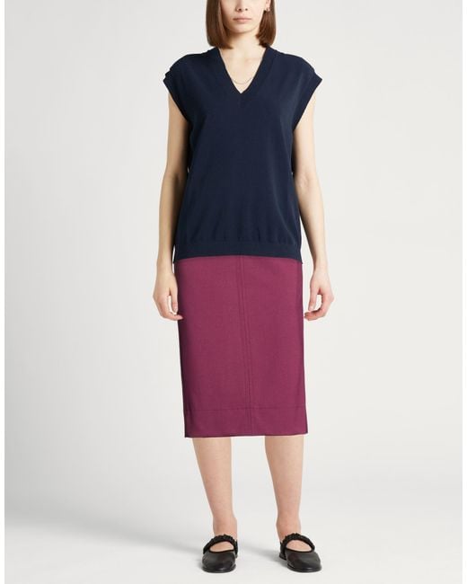 Incotex Purple By Slowear Midi Skirt Virgin Wool, Elastane
