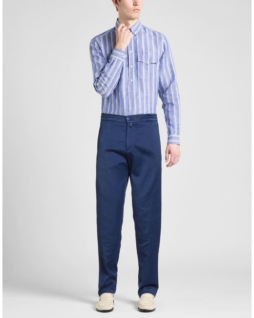 Kiton Blue Pants Cotton, Lycra, Elastane for men