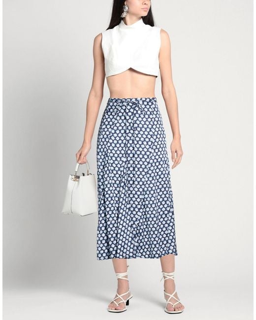 Maje Blue Midi Skirt Viscose