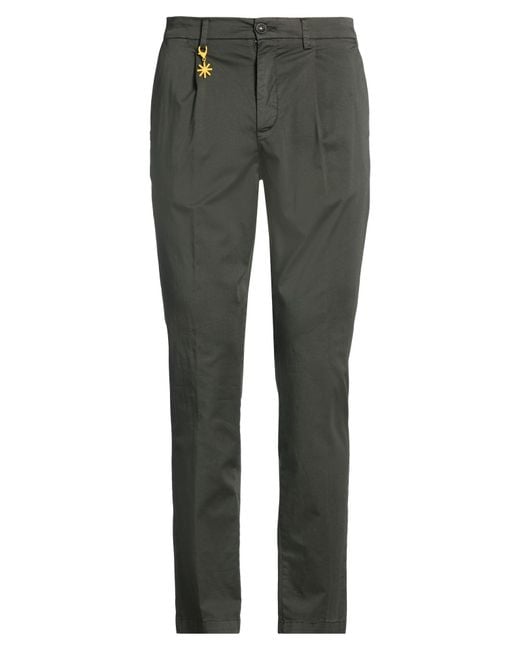 Manuel Ritz Gray Dark Pants Cotton, Elastane for men