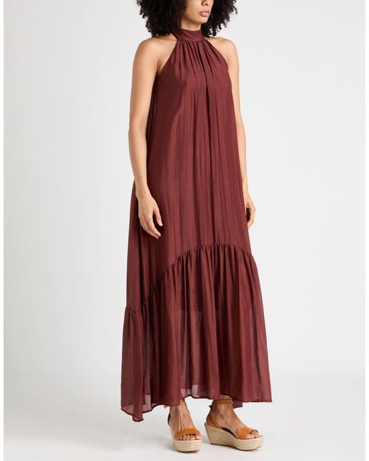 Semicouture Red Maxi Dress Cotton, Silk