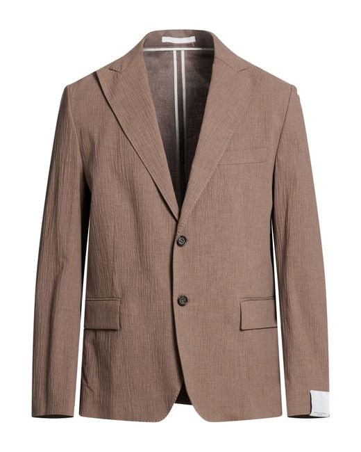 Paolo Pecora Brown Blazer Cotton, Elastane for men