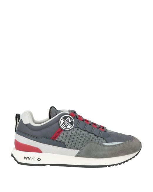 North Sails Gray Sneakers Leather, Textile Fibers for men