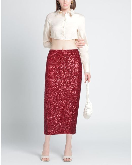 Imperial Red Midi Skirt Polyester, Elastane