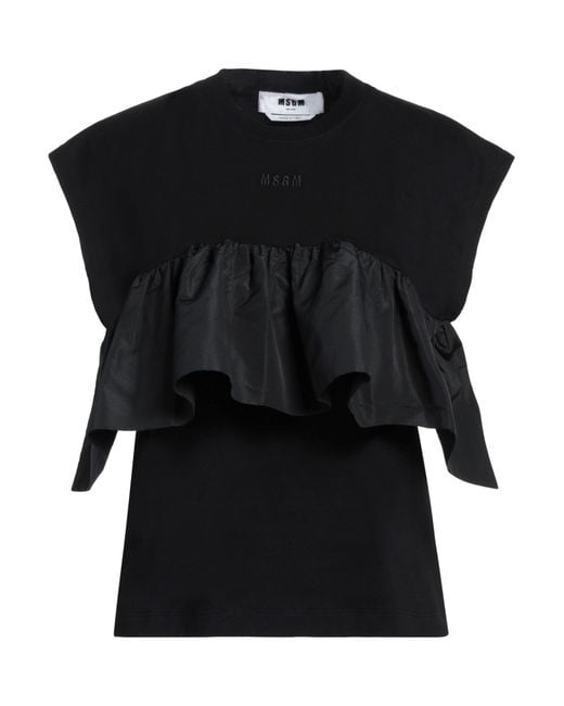 MSGM Black T-Shirt Cotton, Polyester