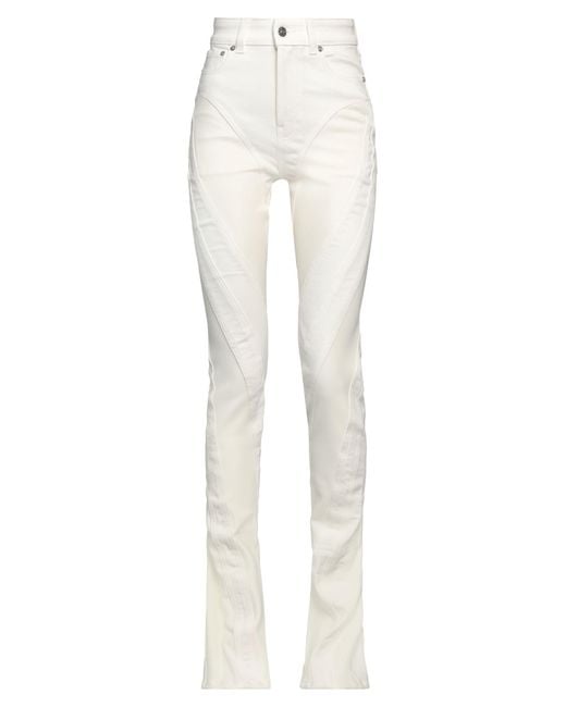 Mugler White Pants Cotton, Elastane, Polyamide