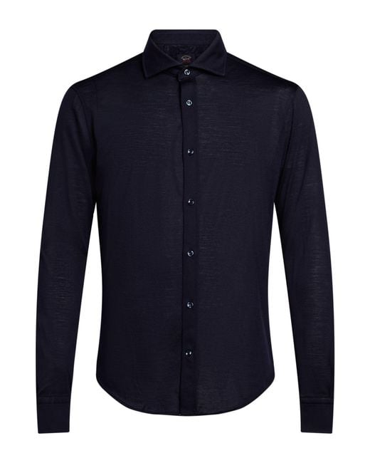 Paul & Shark Blue Shirt Wool for men