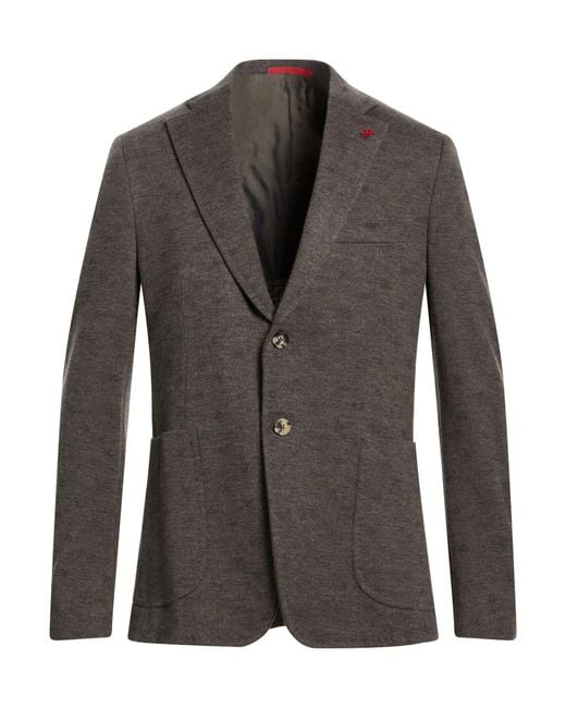 Isaia Gray Taupe Blazer Wool for men