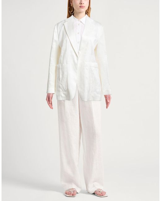 Boss White Blazer Viscose, Linen, Elastane