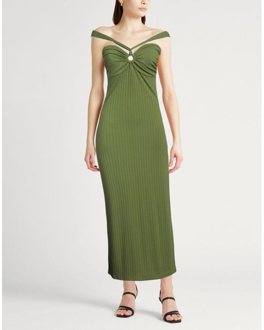 LA SEMAINE Paris Green Maxi Dress Viscose, Polyester, Elastane