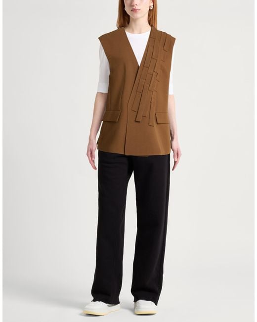 MEIMEIJ Brown Vest Polyester, Viscose, Wool, Elastane, Acetate