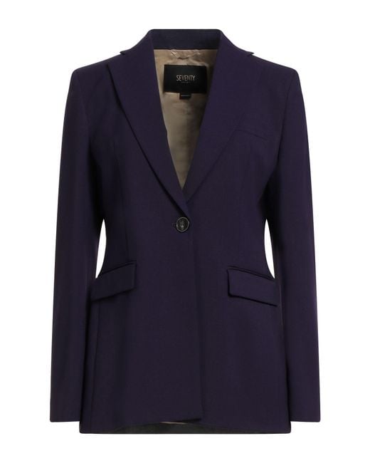 SEVENTY VENEZIA Blue Blazer Polyester, Virgin Wool, Elastane