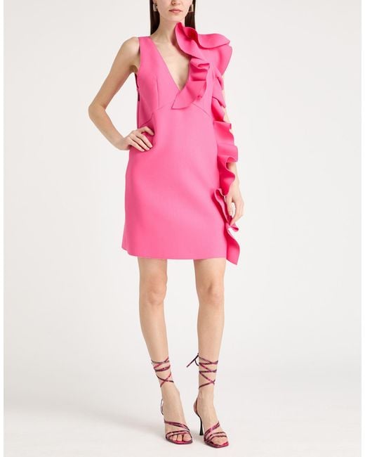 MSGM Pink Fuchsia Mini Dress Polyester, Viscose, Elastane