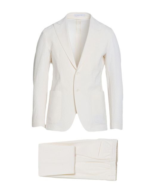 Tagliatore White Ivory Suit Cotton, Elastane, Polyamide for men