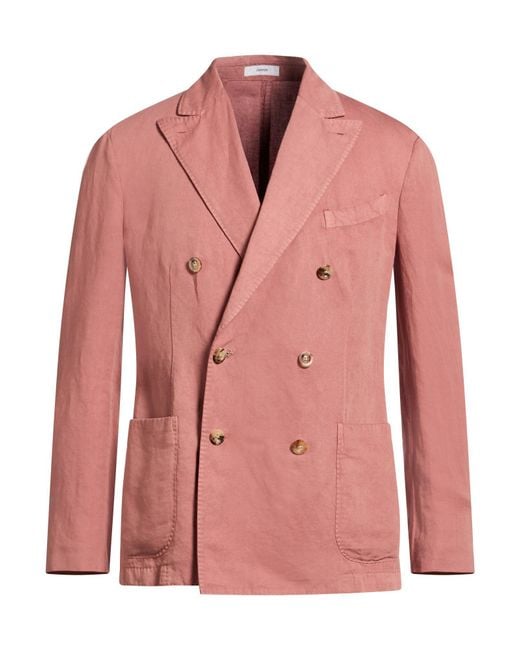 Boglioli Pink Antique Rose Blazer Cotton, Linen for men
