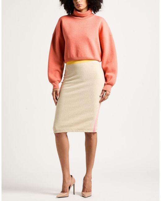 Fendi Natural Midi Skirt Cotton, Silk, Polyamide, Elastane