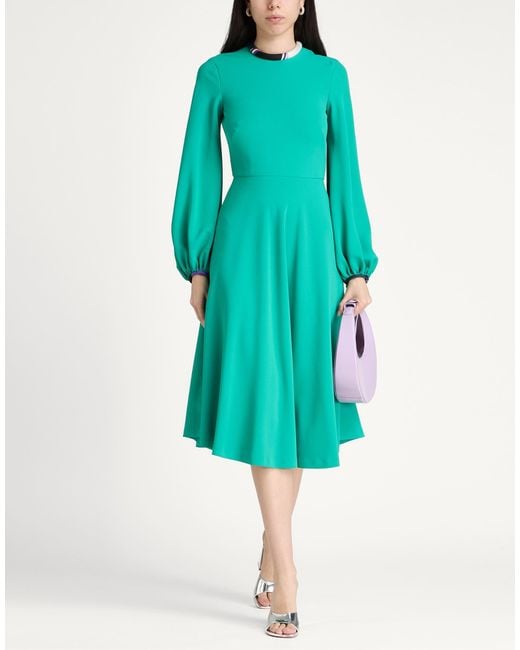 Emilio Pucci Blue Emerald Midi Dress Polyester, Elastane