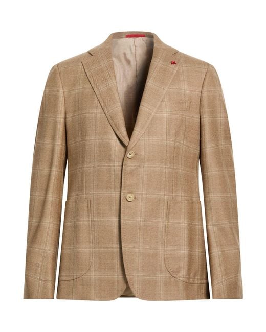 Isaia Natural Camel Blazer Wool for men