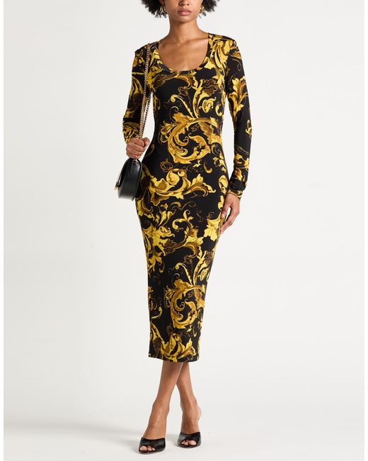 Versace Jeans Couture Black Midi Dress Viscose, Elastane