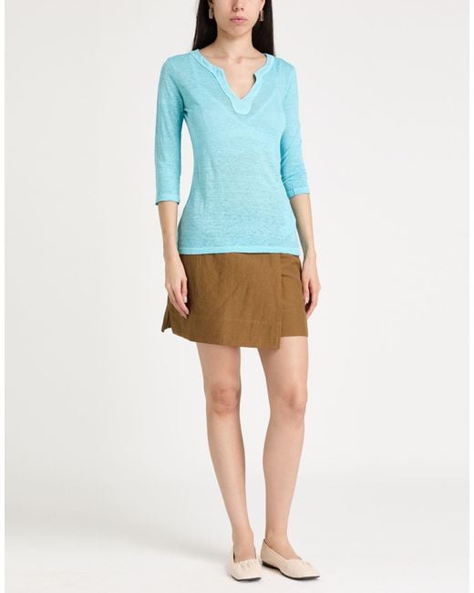 120% Lino Blue T-Shirt Linen