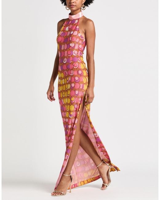 Moschino White Maxi Dress Polyester, Polyamide, Elastane, Silk