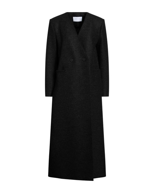 Harris Wharf London Black Charcoal Coat Virgin Wool