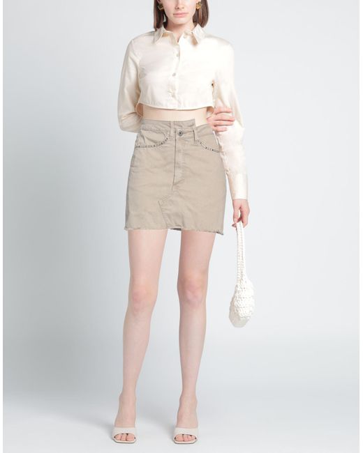 Liu Jo Natural Mini Skirt Cotton, Polyester, Elastane