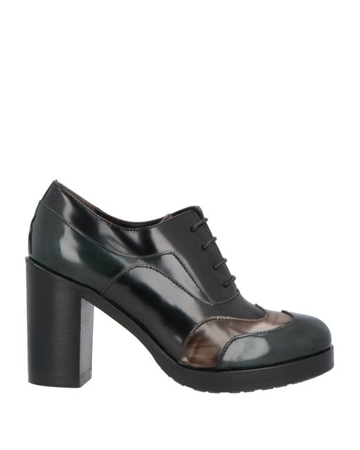 Laura Bellariva Black Dark Lace-Up Shoes Leather