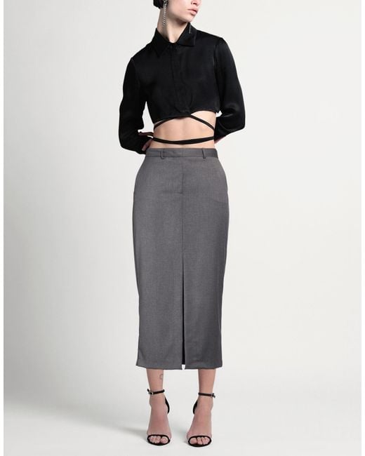 SIMONA CORSELLINI Gray Midi Skirt Polyester, Viscose, Elastane