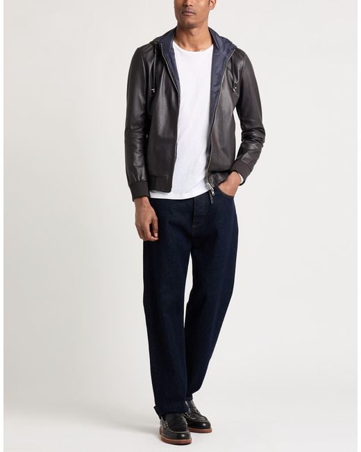 D'Amico Gray Dark Jacket Leather for men