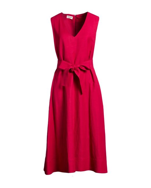 P.A.R.O.S.H. Red P.A.R.O..H. Midi Dress Viscose, Linen