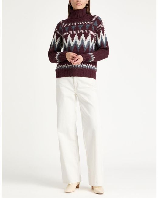 Eleventy Red Plum Turtleneck Alpaca Wool, Wool, Polyamide, Polyester