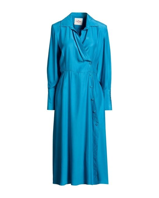 Crida Milano Blue Midi Dress Silk