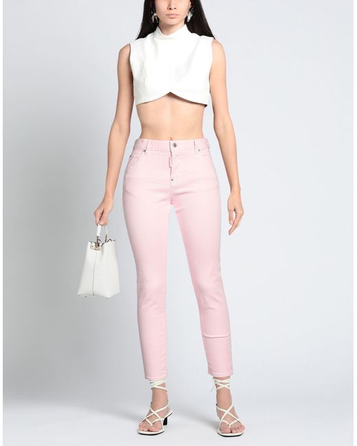 DSquared² Pink Jeans Cotton, Elastane, Cow Leather