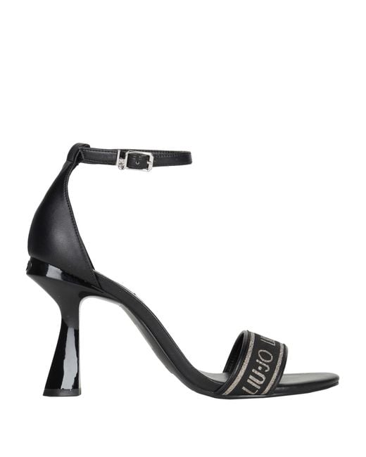 Liu Jo Black Sandals Goat Skin, Textile Fibers