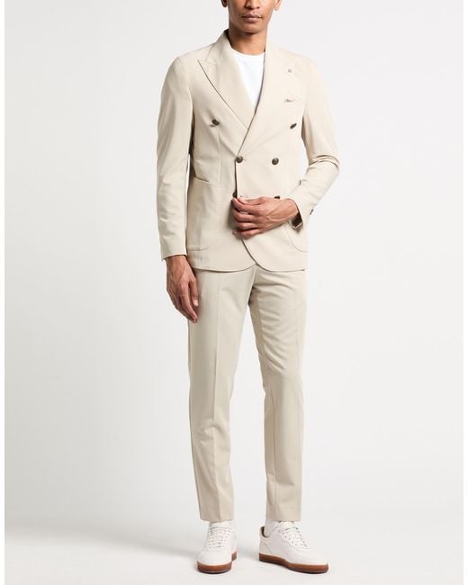 Bharnaba White Cream Suit Polyester, Viscose, Elastane for men