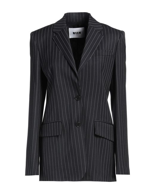 MSGM Black Blazer Virgin Wool, Polyester