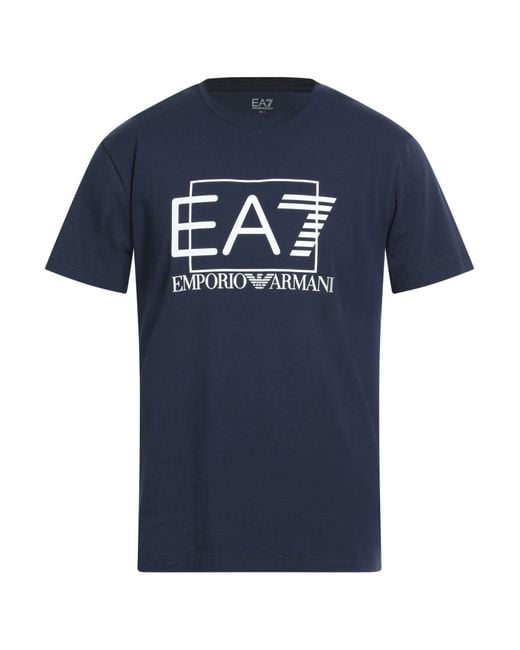 EA7 Blue T-Shirt Cotton, Elastane for men
